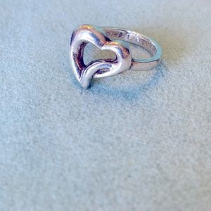 Authenticated sterling silver 925 open heart ring